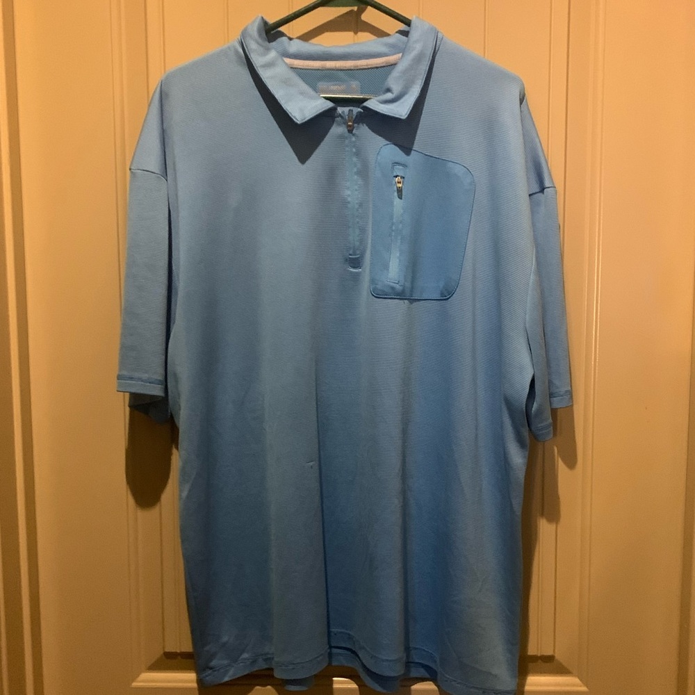 REEL LEGENDS, Light blue, polo style fishing/golf shirt, Mens 2X